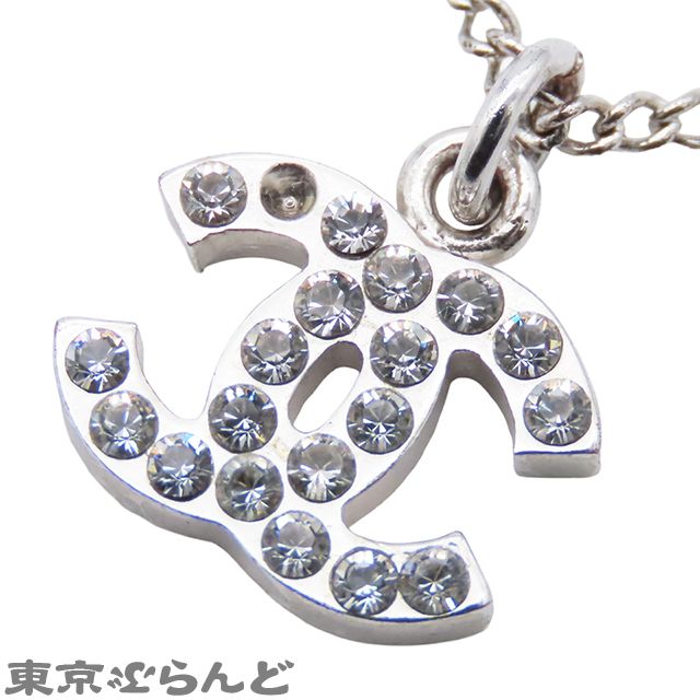 シャネル CHANEL ペンダント シルバー メタル ラインストーン ココ