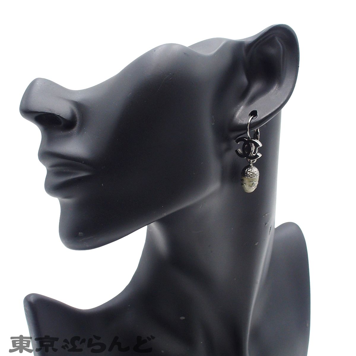 シャネル CHANEL ピアス ガンメタル メタル ココマーク ドングリ