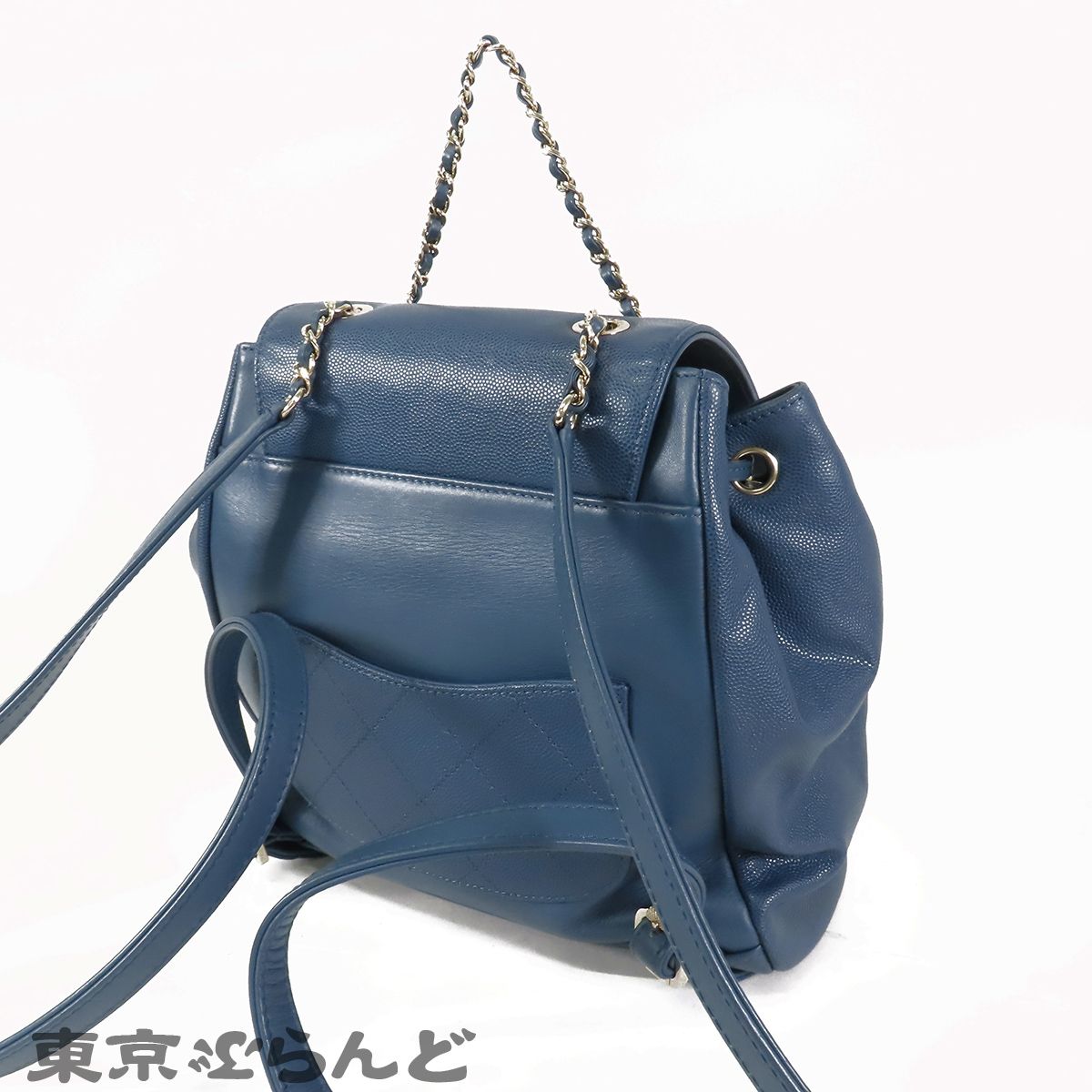 シャネル CHANEL ココマーク バックパック ブルー 青 ゴールド金具
