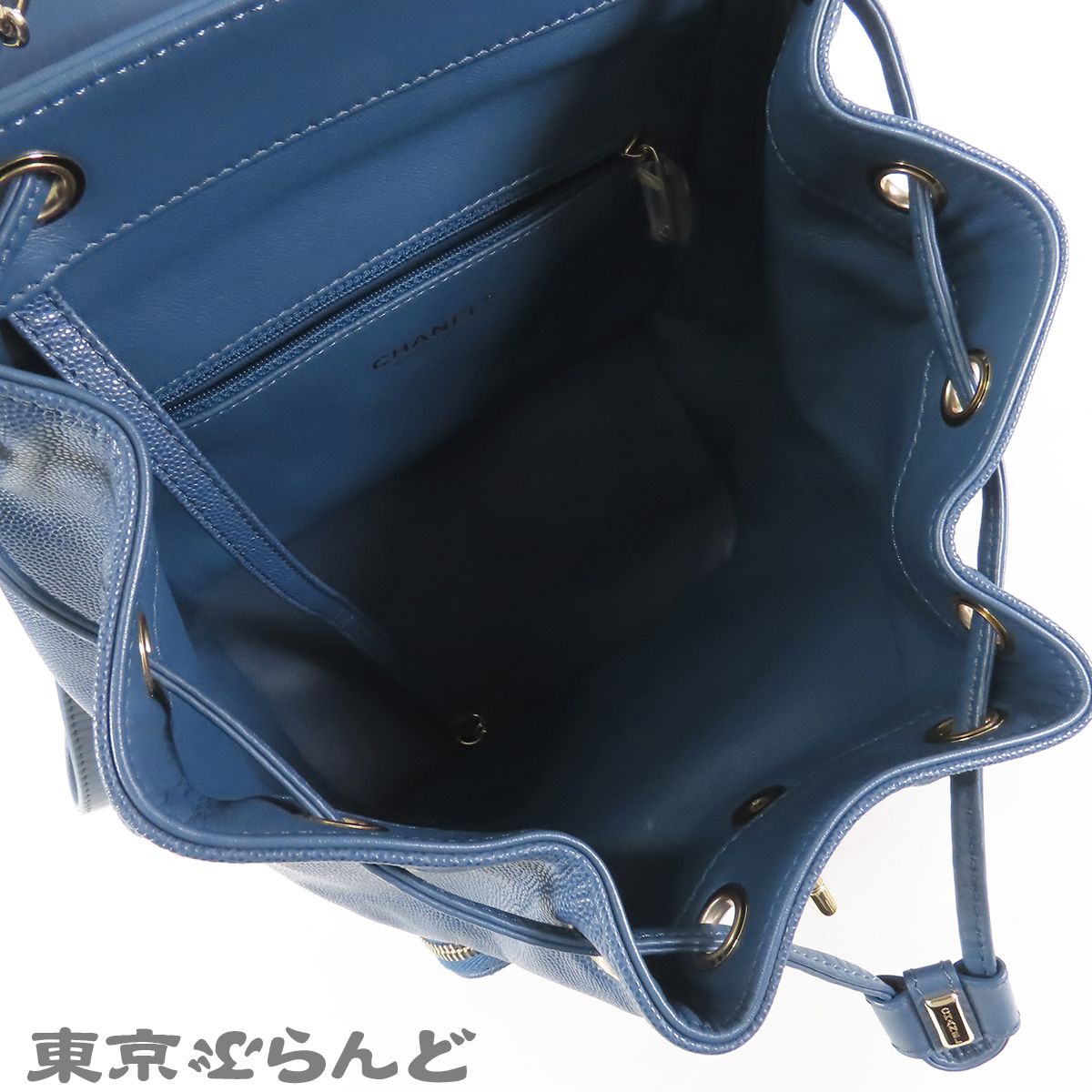シャネル CHANEL ココマーク バックパック ブルー 青 ゴールド金具 