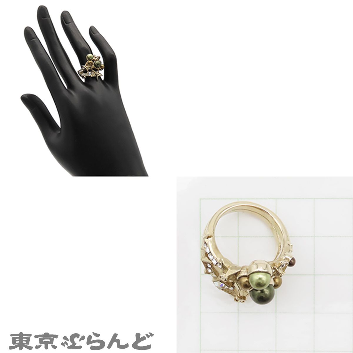 シャネル CHANEL リング ゴールド メタル ラインストーン ココマーク 