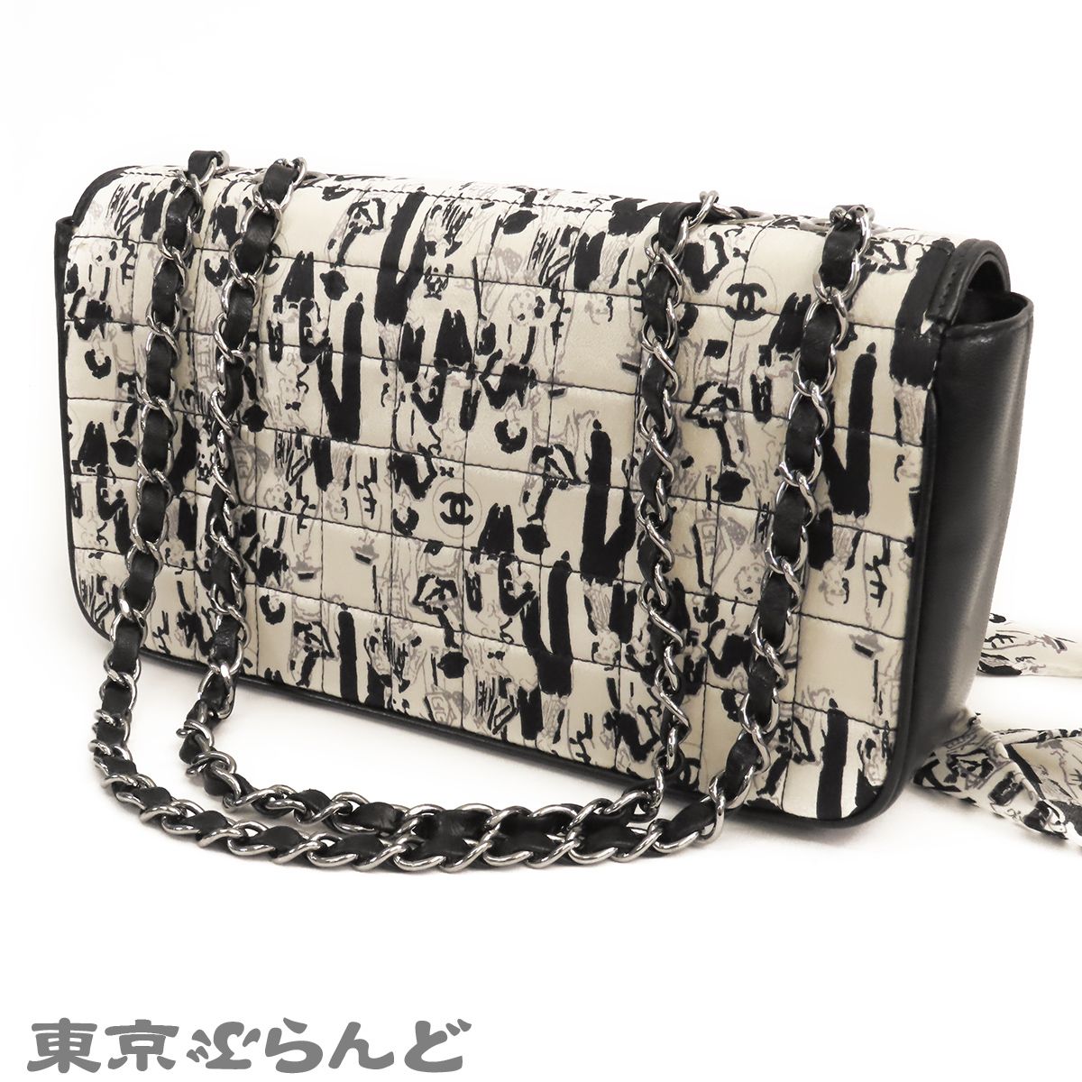 シャネル CHANEL チョコバー スカーフ チェーンバッグ ブラックx 