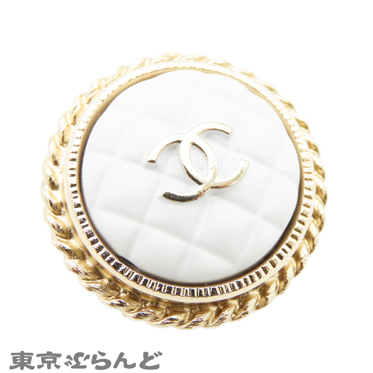 シャネル CHANEL ブローチ ホワイトxゴールド メタル ココマーク A19C