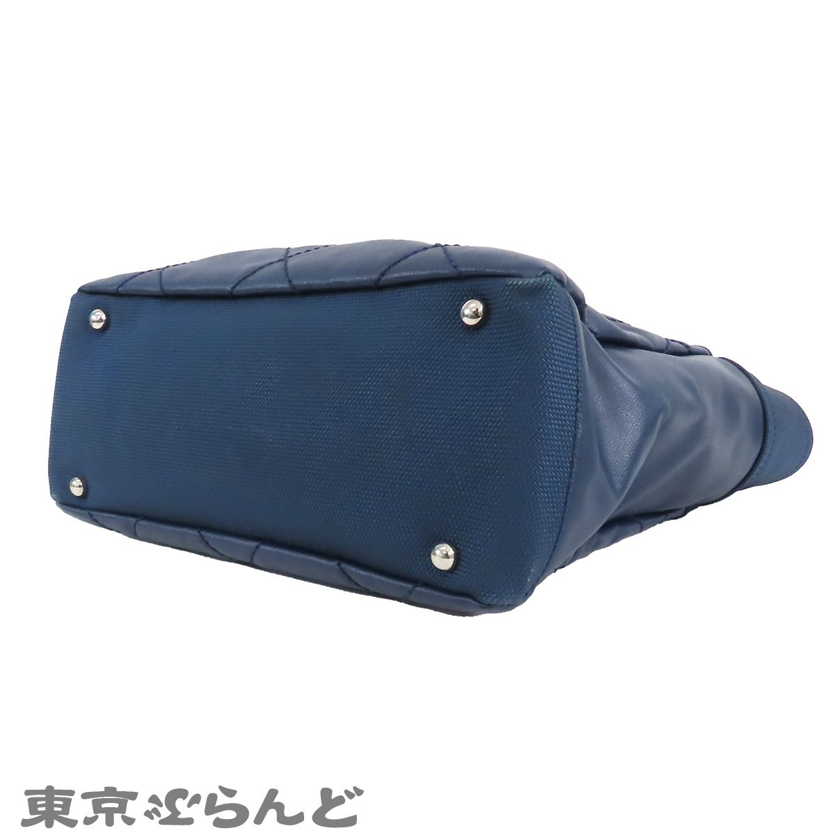 シャネル CHANEL パリビアリッツ PM ブルー 青 シルバー金具 PVC