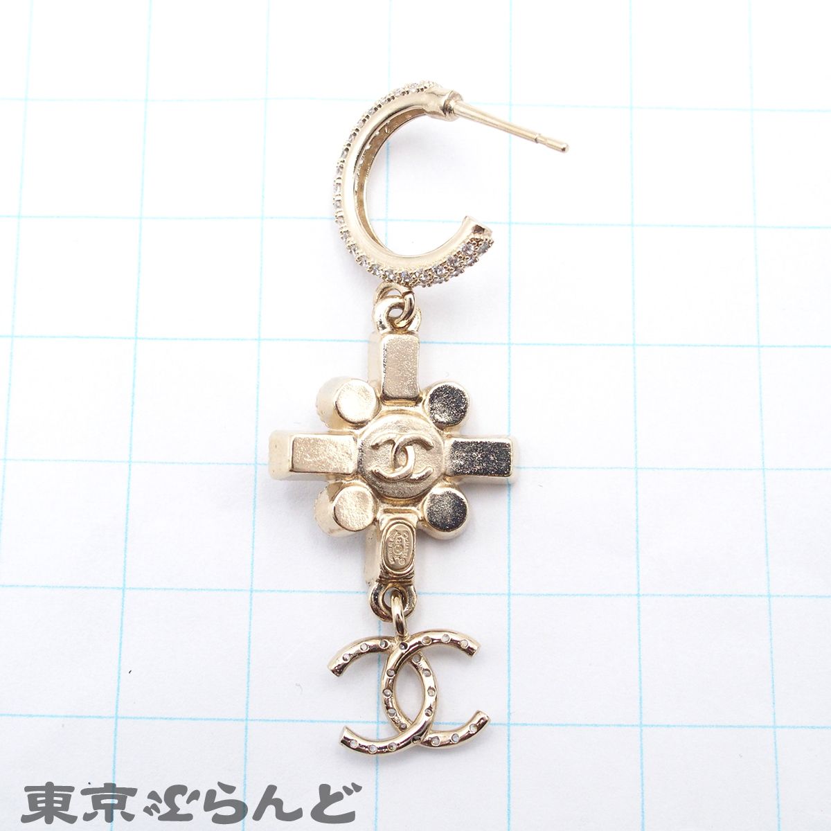 シャネル CHANEL ピアス ライトゴールド メタル ココマーク ライン