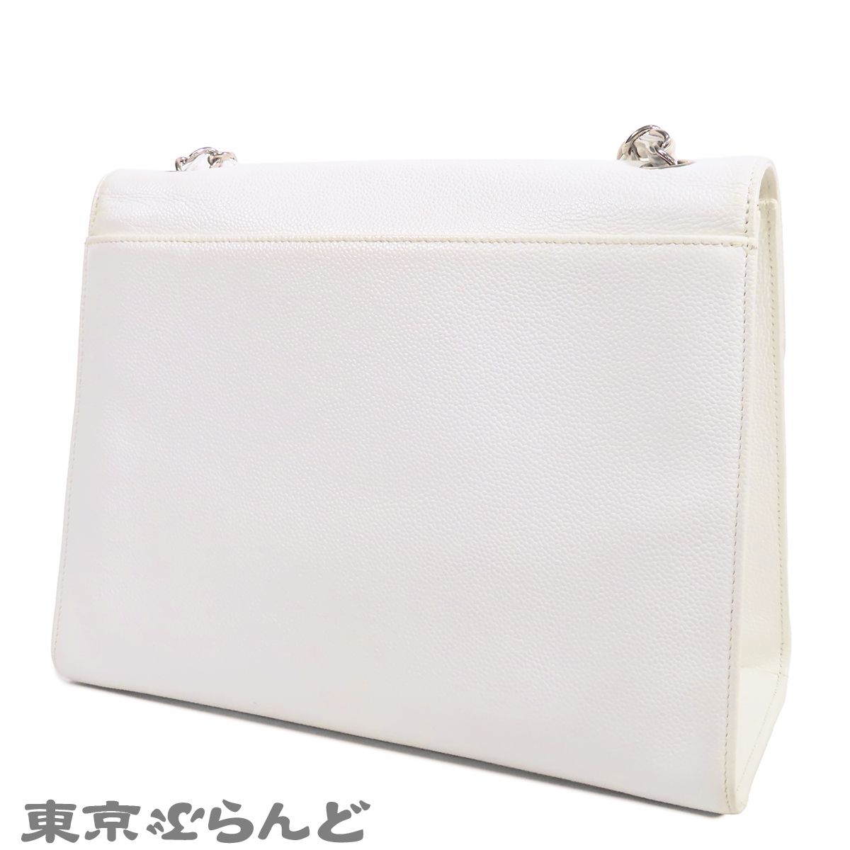 シャネル CHANEL チェーンバッグ ホワイト 白 シルバー金具 キャビア