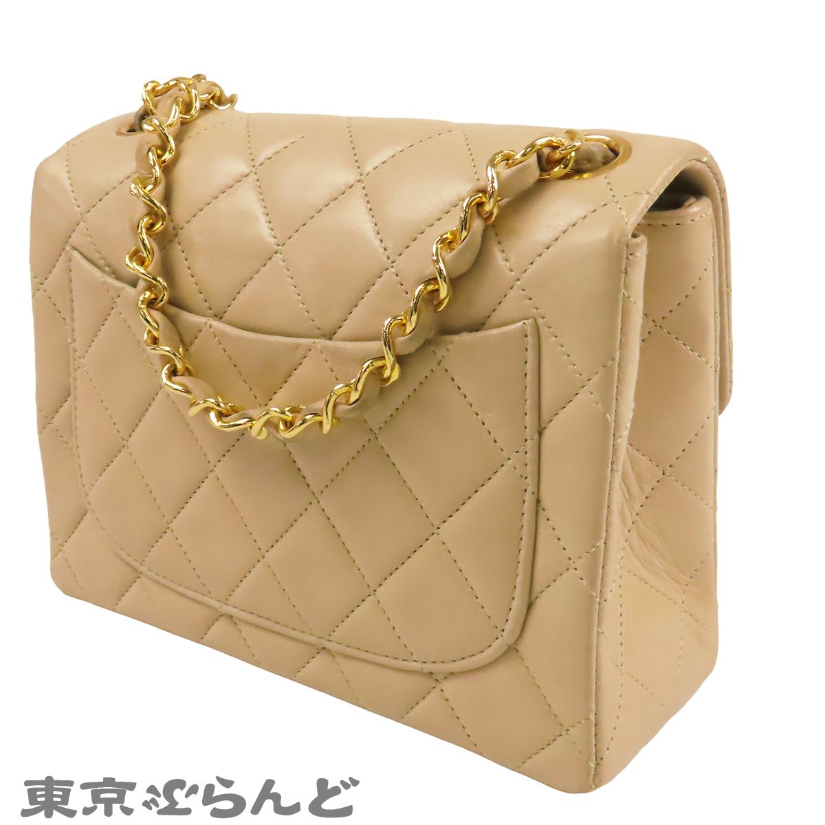 シャネル CHANEL チェーンショルダーバッグ ベージュ ゴールド金具