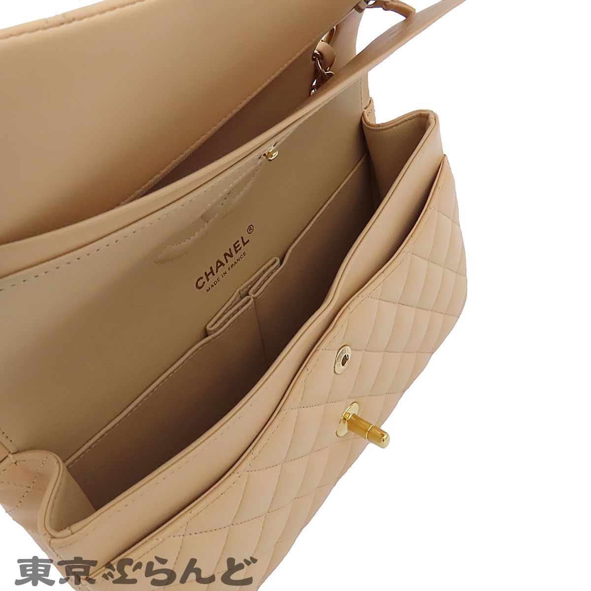 シャネル CHANEL ショルダーバッグ A01113 ベージュ ゴールド金具 