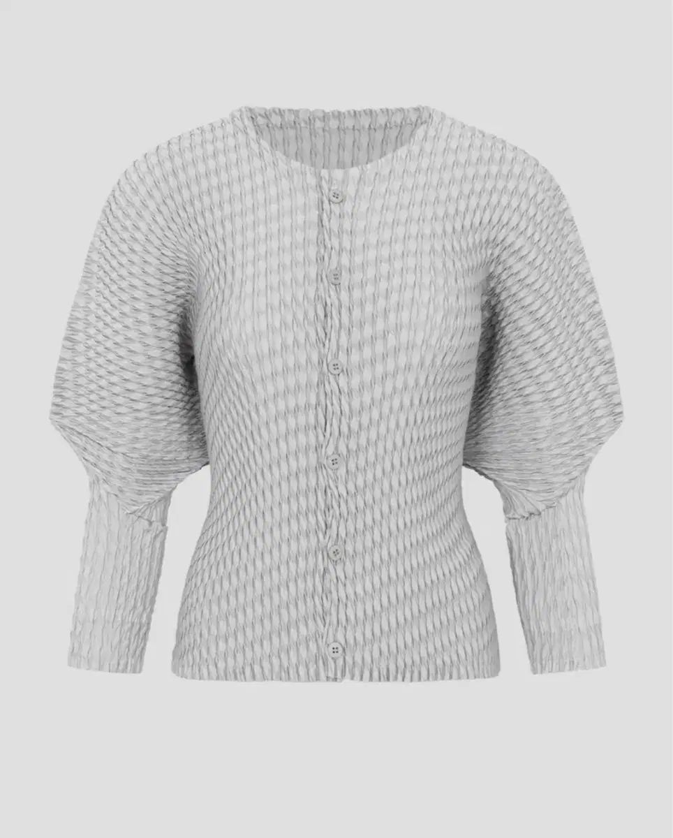 イッセイミヤケ ISSEY MIYAKE イッセイミヤケ カーディガン スリック プリーツ カーディガン ライト グレー 2 サイズ