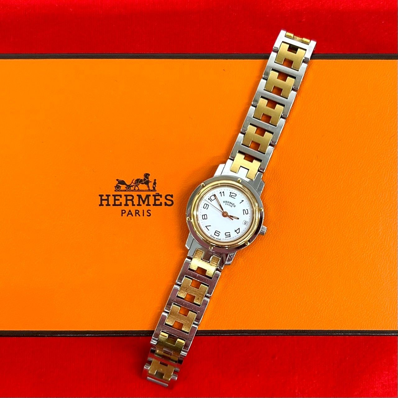 稼働品 極 美品 箱付 HERMES エルメス ヴィンテージ クリッパー