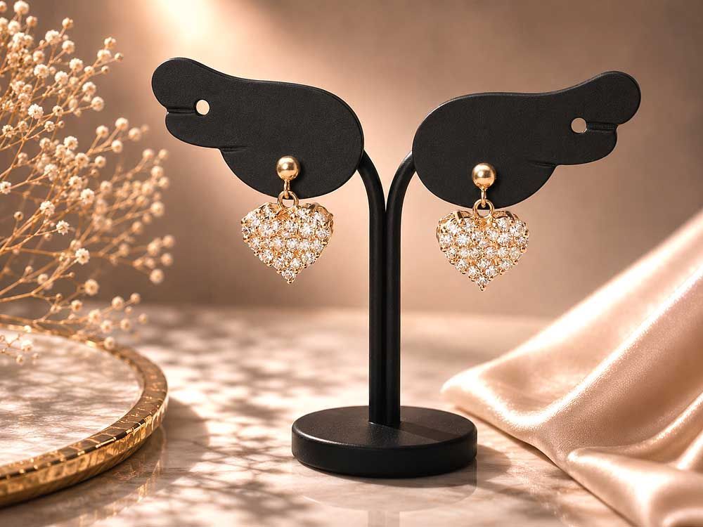 ハートモチーフ ダイヤモンドピアス K18 2.03g　Jewelry Dia0.28ct×2 Earring