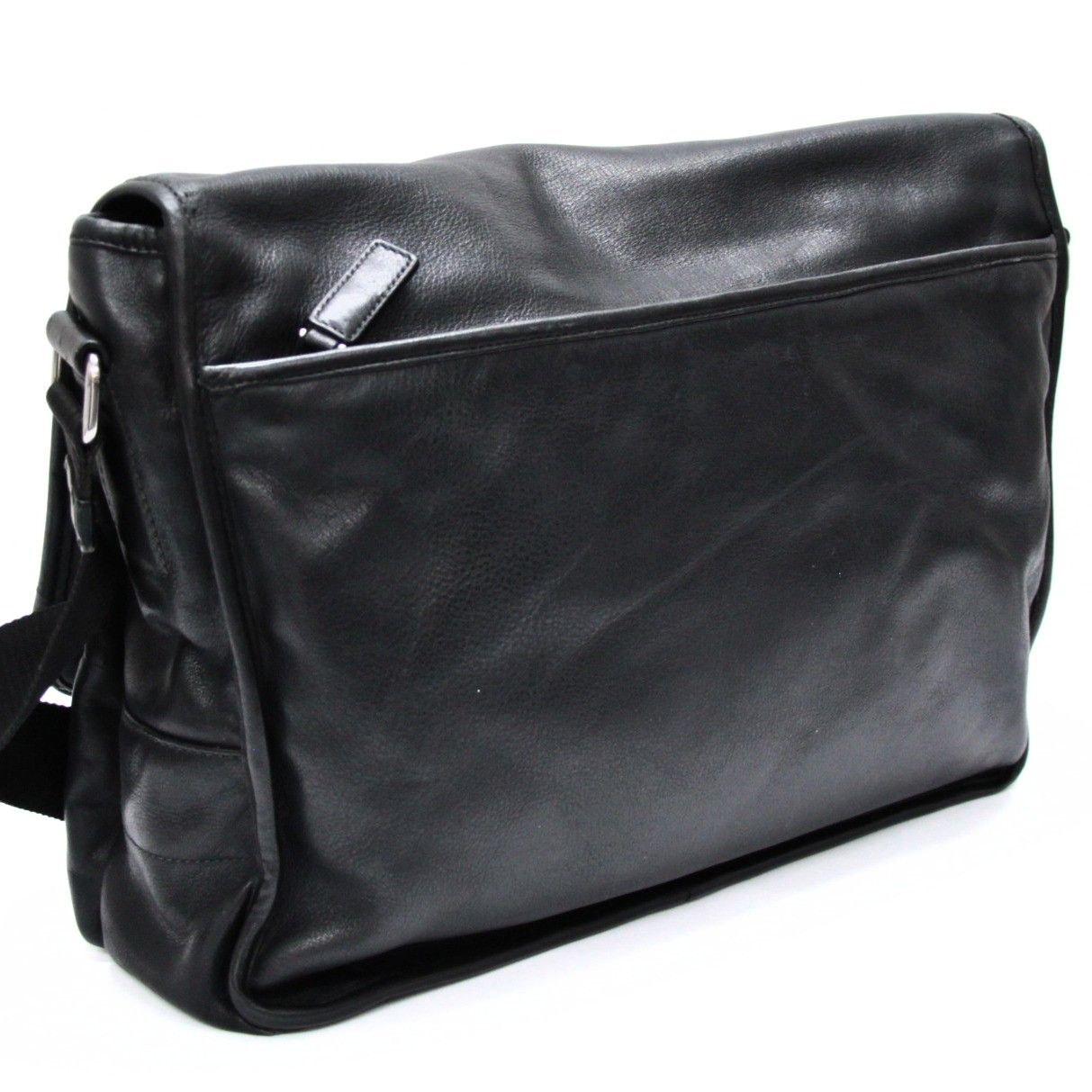 プラダ PRADA ロゴ メッセンジャーバッグ ショルダーバッグ レザー 黒
