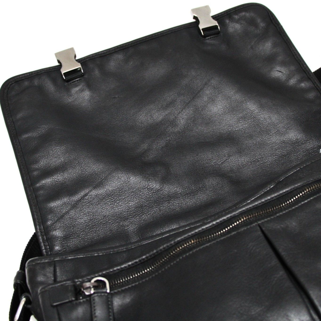 プラダ PRADA ロゴ メッセンジャーバッグ ショルダーバッグ レザー 黒