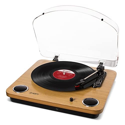 ION Audioレコードプレーヤー スピーカー内蔵 USB ヘッドホン端子 レコードの音をUSB接続でPCに録音可能 33-1/3、45、78回転対応 アイオン Max LP 木目★