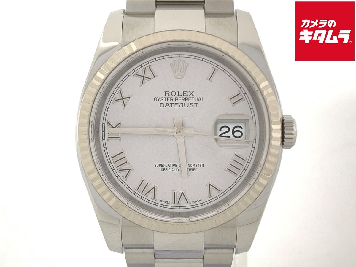 【中古】 【美品】 ロレックス(ROLEX) デイトジャスト 36 シルバー 116234 ステンレス/ホワイトゴールド OB