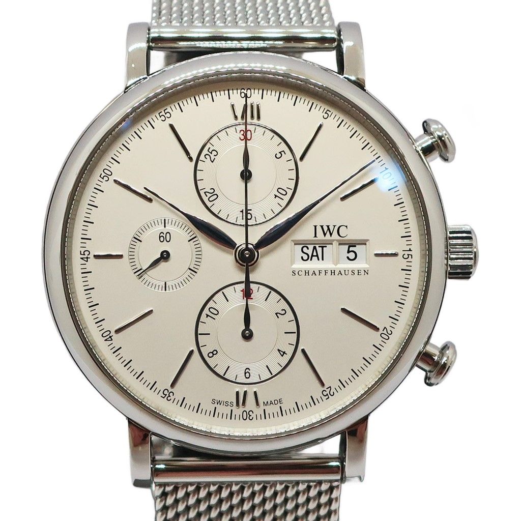 【天白】仕上済 IWC ポートフィノクロノグラフ IW391011 シルバー SS メンズ 自動巻き 腕時計 男