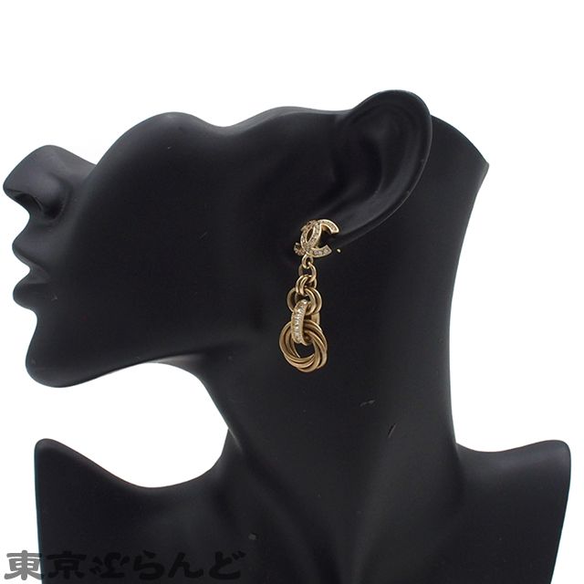 シャネルピアス　美品 241100081727 シャネル CHANEL ピアス ゴールド メタル ラインストーン