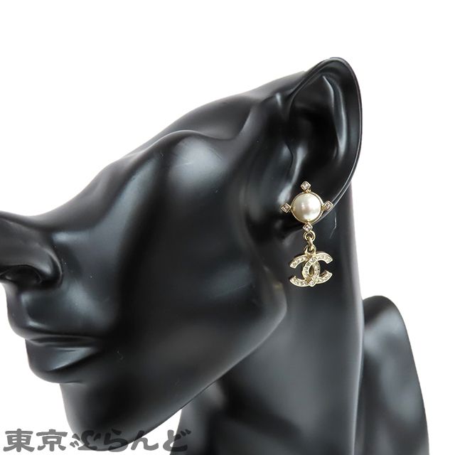 シャネル CHANEL ピアス ゴールドxブラック メタル ココマーク ターン