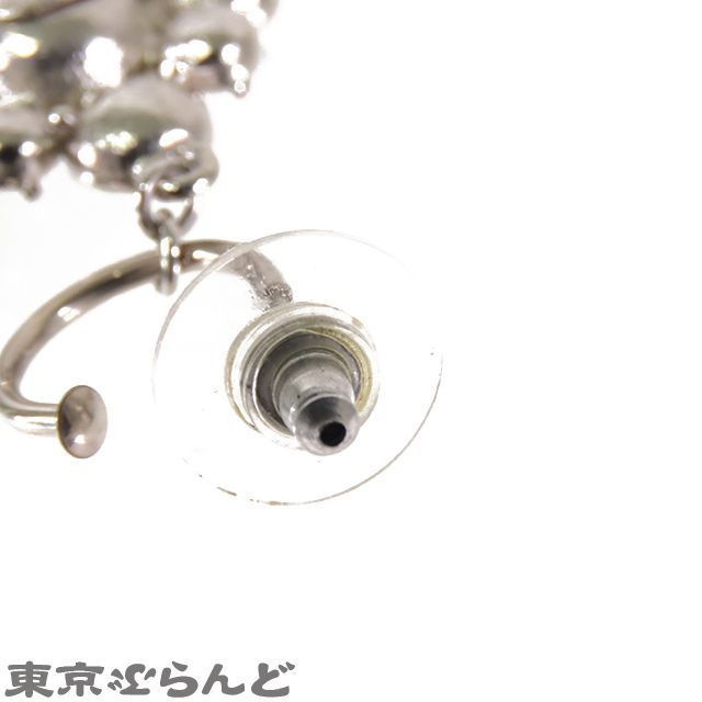 シャネル CHANEL ビジュー フープ ピアス シルバー メタル ライン