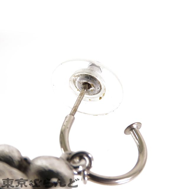 シャネル CHANEL ビジュー フープ ピアス シルバー メタル ライン