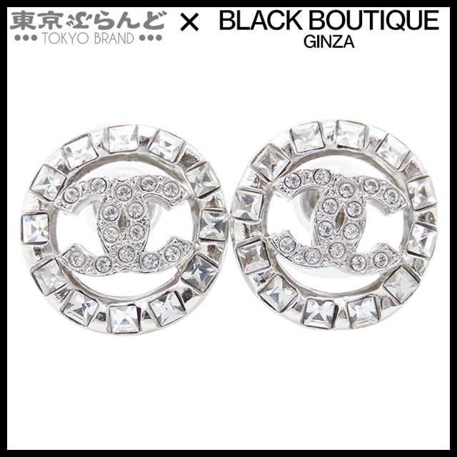シャネル CHANEL ピアス シルバー メタル ラインストーン ラウンド ココマーク コスチュームジュエリー C22P レディース 101834901