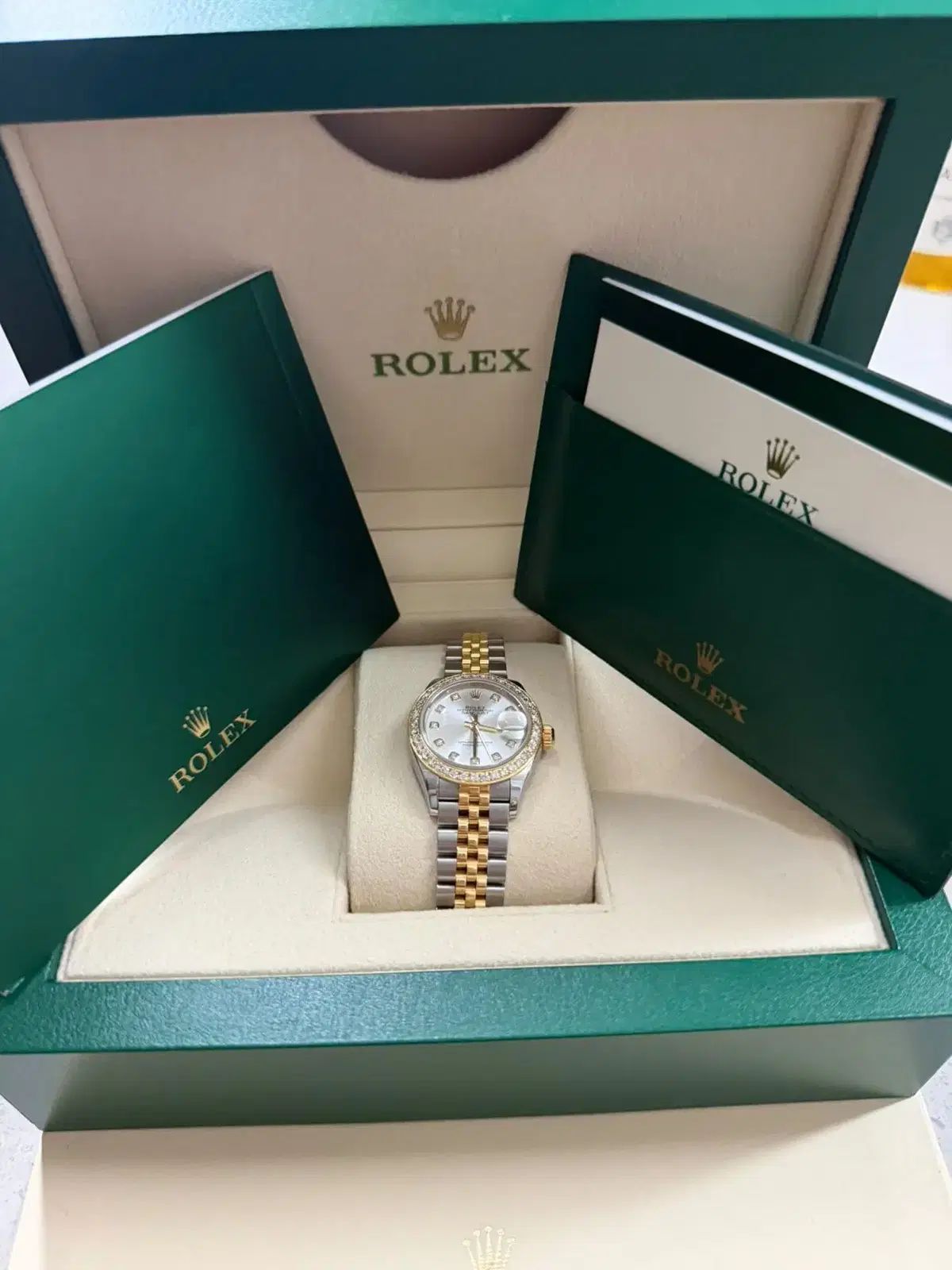ROLEX ロレックス レディジャスト 28mm シルバー 10Pダイヤ ジュビリーイエローゴールド コンビ 279173