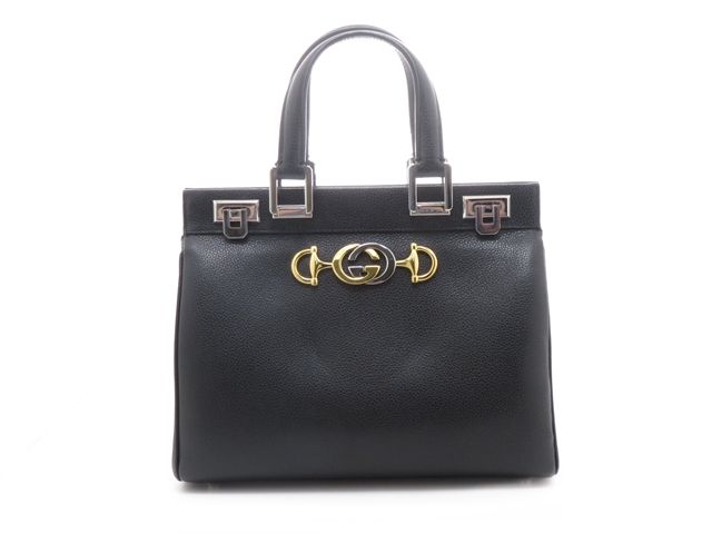 GUCCI グッチ バッグ ズゥミ スモールトップハンドル2wayバッグ ブラック カーフ ﾊﾞｯｸﾞ 569712 ハンドバッグ レザー ブラック レディース【中古】【437】