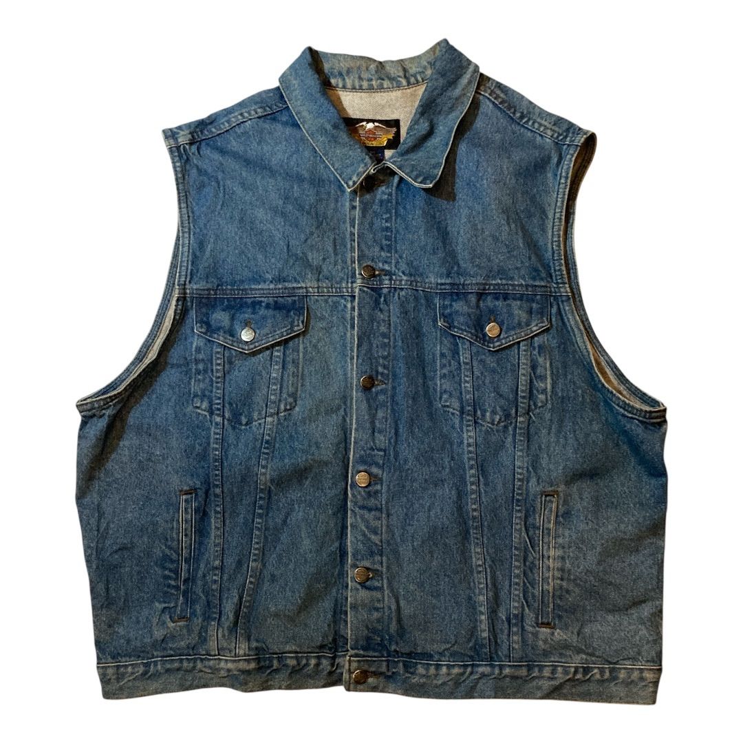 Harley-Davidson denim vest jacket size 3XL / ハーレーダビッドソン デニム ベスト Gジャン レザー切り替え　【F517】