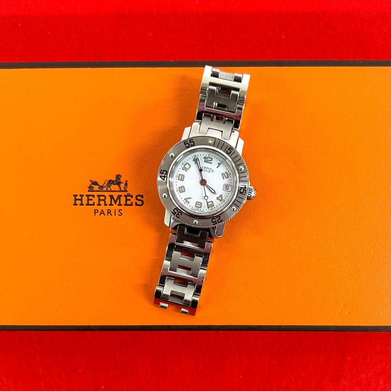 HERMES クォーツ　腕時計 シルバー 稼働品 極 美品 HERMES エルメス クリッパー ダイバー ステンレス