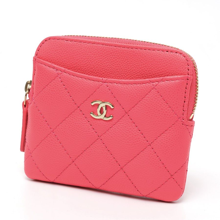 シャネル / CHANEL　マトラッセ コイン カードケース / フラグメントケース　AP2061　キャビアスキン　ピンク/ゴールド金具 【中古美品】
