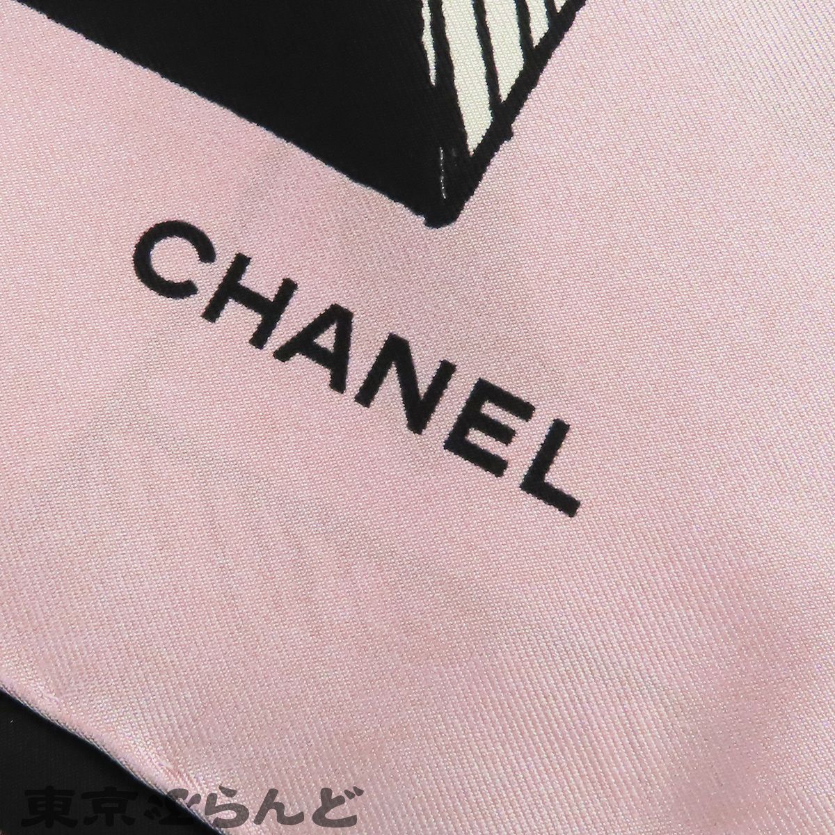 シャネル CHANEL スカーフ ピンクxブラックxマルチカラー シルク