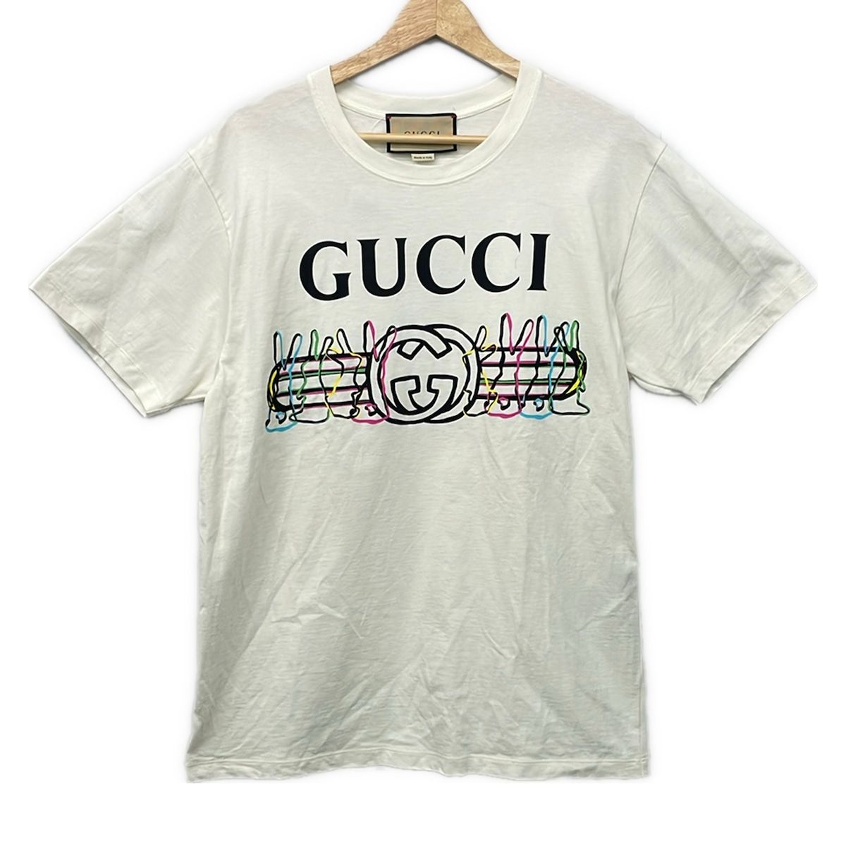 GUCCI(グッチ) 半袖Tシャツ サイズXS メンズ - 717422 XJE2T 白×黒×マルチ インターロッキングG