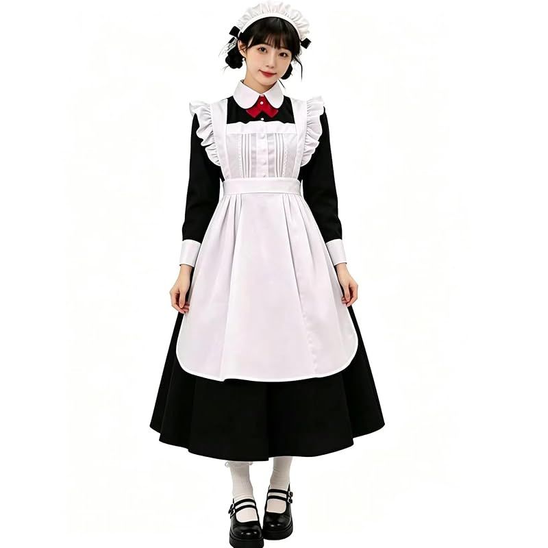 【新品】 [KALAOK] メイド 服 萌え コスプレ 衣装 仮装 女装 フリル かわいい カチューシャ付き 白黒 3XL 6,718円