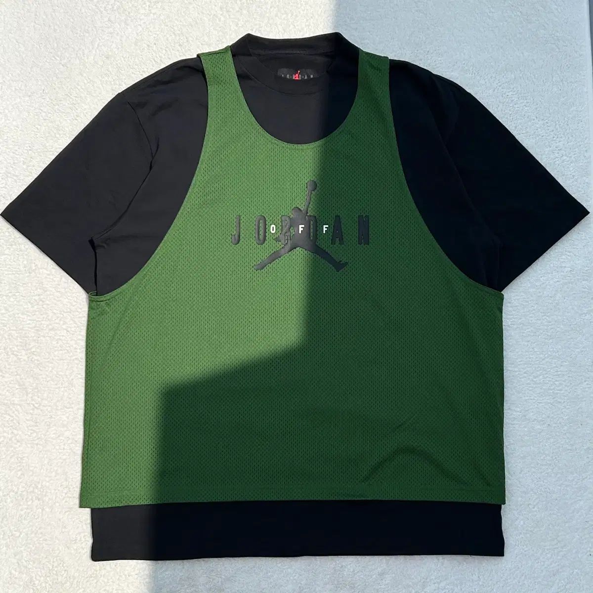 ジョーダン x オフホワイト グリーン ブラック ショート スリーブ トップス
