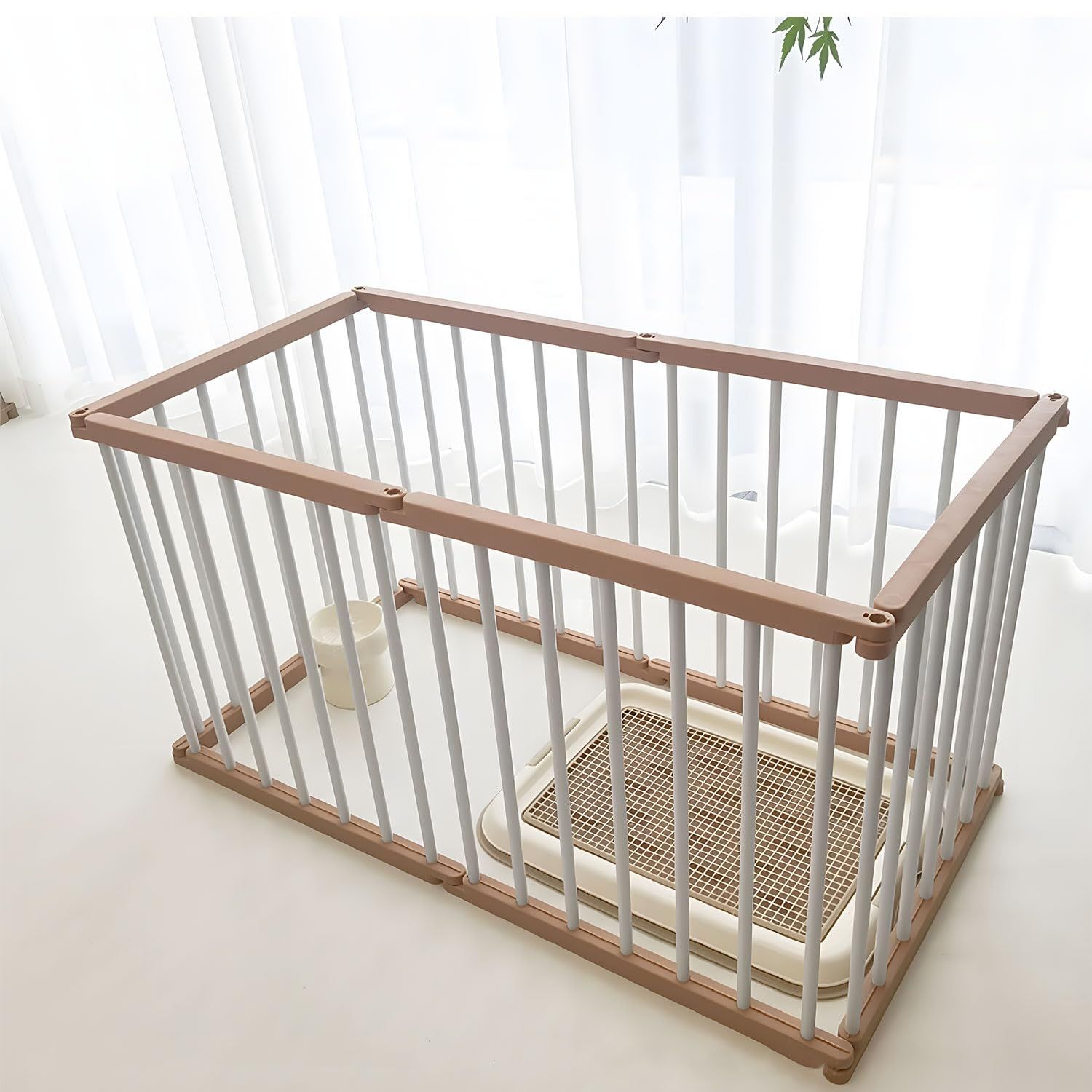 ペットサークル 犬 サークル ドア付き 室内外兼用 自由にレイアウトOK 折り畳み ペットケージ 犬 ゲージ 多頭飼い 安全柵 室内 小型犬 中型犬 組み立て簡単 幅48×奥行93×高さ68cm 木色mt 606a7888