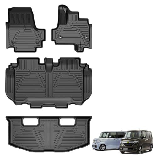 R◆Jiooy ホンダ 新型 N-BOX JF3 JF4 フロアマット+セカンドマット+ラゲッジマット 4点セット エヌボックス JF3 JF4 カーマット 3D立体 N-BOX JF3 4 ラゲッジトレイ TPE 防水 汚れ防止 取付簡単 車種専用設計