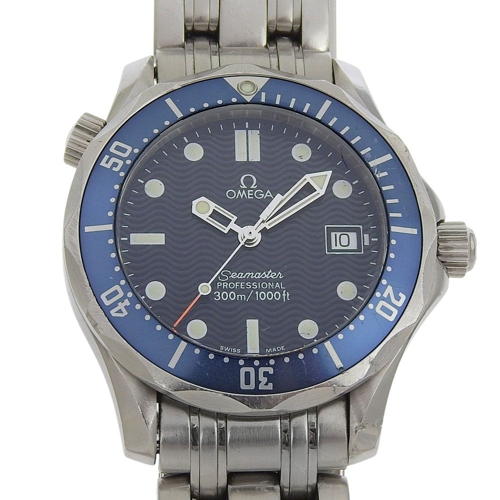【OMEGA】オメガ シーマスター300M プロフェッショナル 2561.80 ステンレススチール シルバー クオーツ アナログ表示 メンズ ネイビー文字盤 腕時計