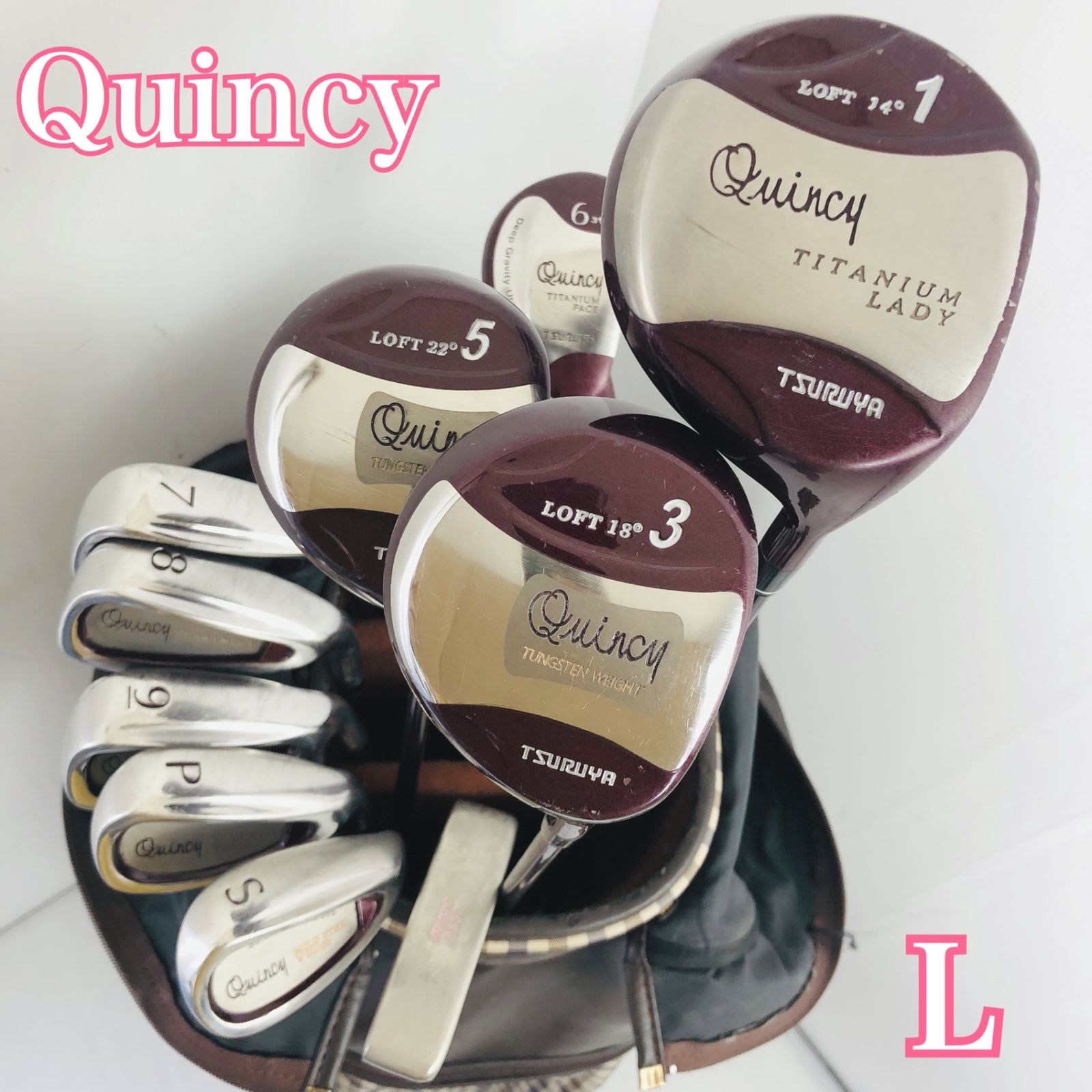 レディース TSURUYA ツルヤ Quincy クインシー ゴルフクラブセット ゴルフセット クラブセット 初心者 入門 右利き パター付 安価 85Y-79
