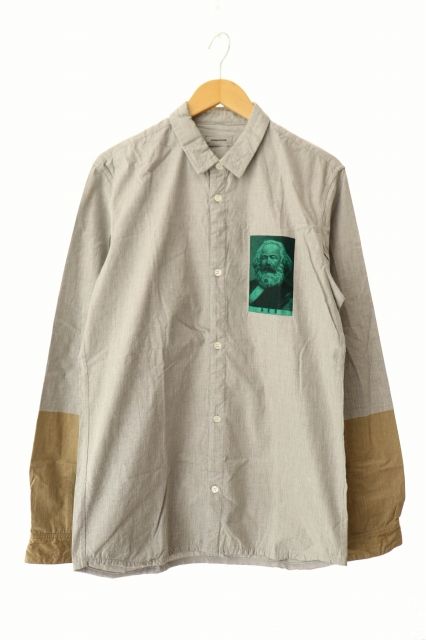 アンダーカバー UNDERCOVER 12AW psycho color期 サイコ カラー マルクス プリント 長袖 シャツ 3 灰 グレー ブランド古着ベクトル 中古 260611