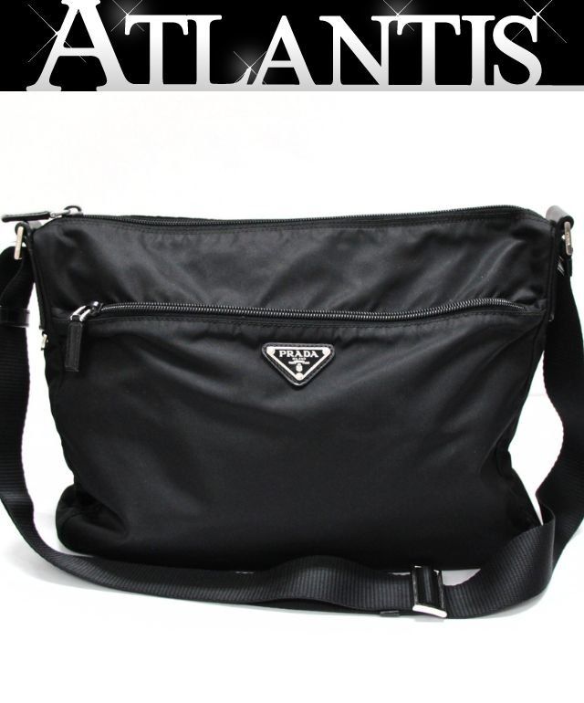 プラダ PRADA 三角ロゴ ショルダーバッグ ナイロン 黒 【74973