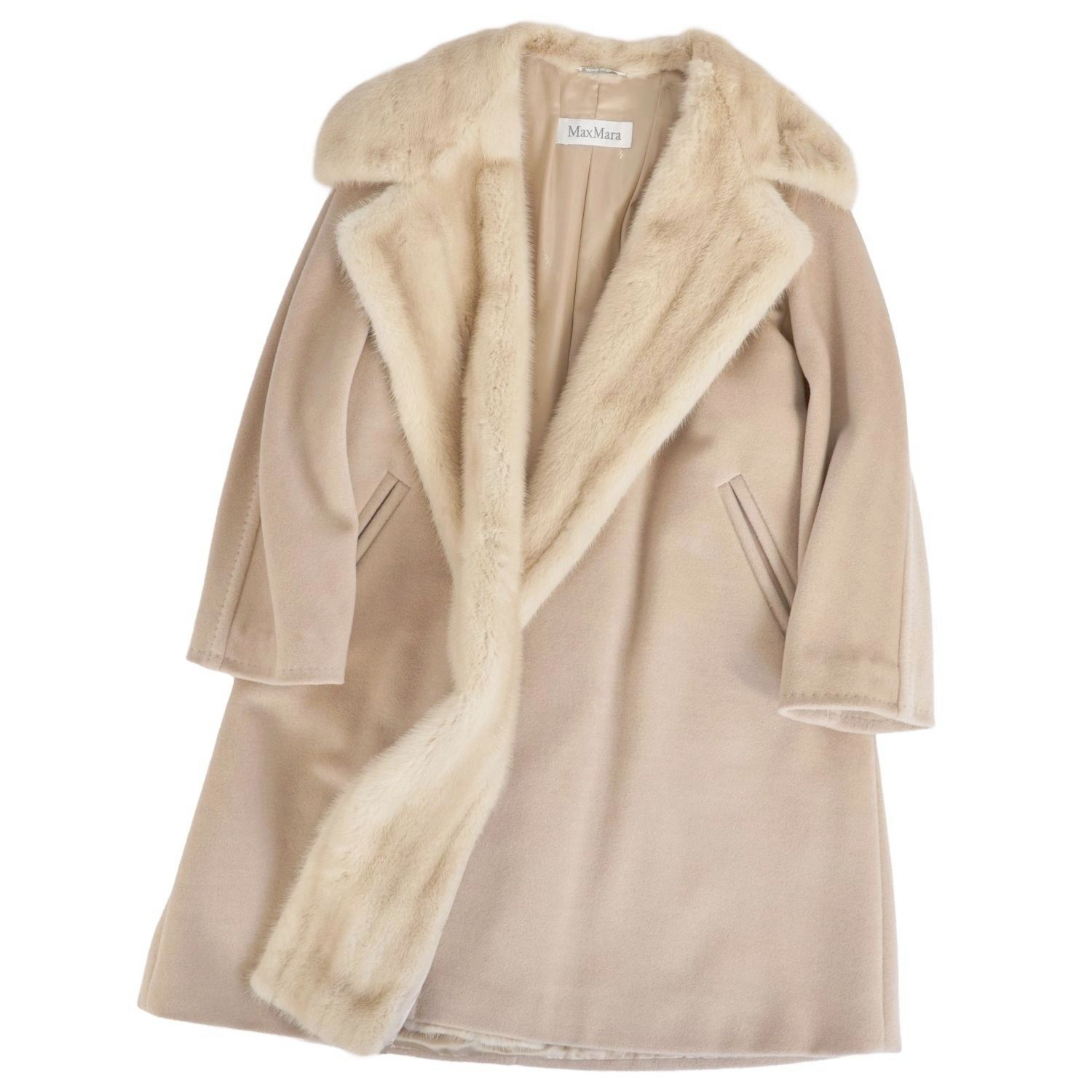 極美品 マックスマーラ Max Mara 白タグ コート ダブルブレスト ミンク