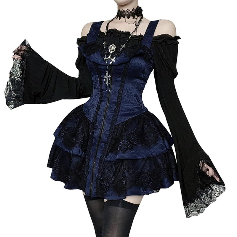 【新品】 [KLGIRL] ロリータ コスプレ ワンピース ハロウィン ゴシック風 黒 アイドル衣装 ゴスロリ 可愛い ミニドレス 森ガール 甘ロリ cosplay lolita 暗黒系 原宿系 お姫様 お嬢様 小悪魔 コスチューム ステージ衣装 パーティー