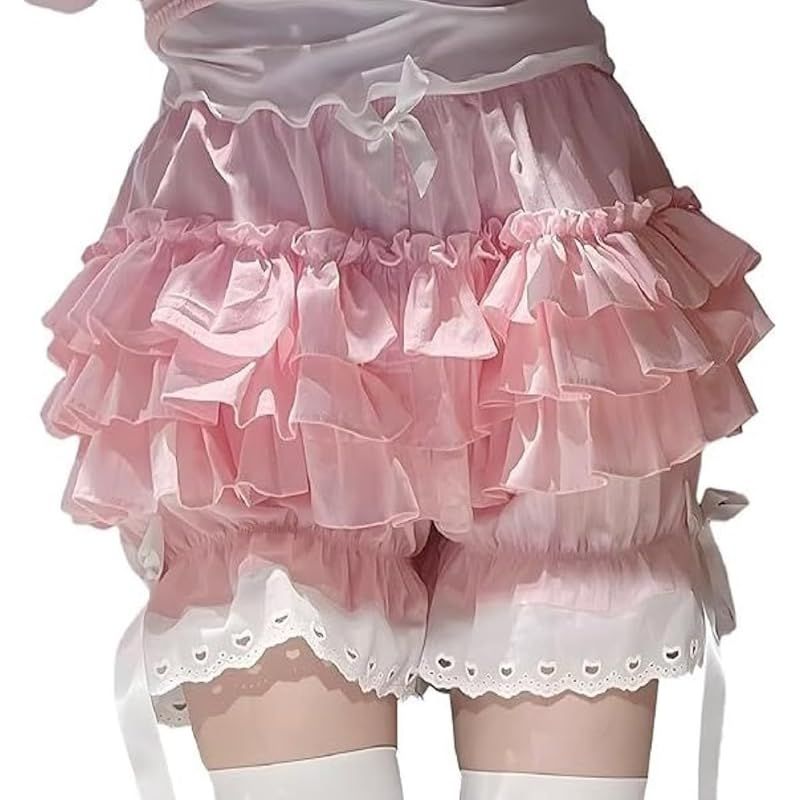 【新品】 [TOKYO GOODS MARKET] 【ぴゅありぼん】 リボン付き ドロワーズ かぼちゃパンツ コスプレ 下穿き (S, ピンク・ホワイト)