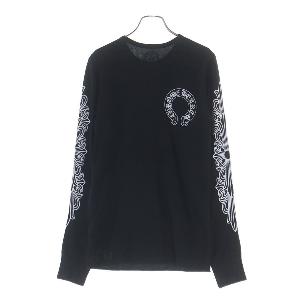 CHROME HEARTS (クロムハーツ) Thermal L S 袖フローラルプリント サーマル長袖Tシャツ カットソー ブラック