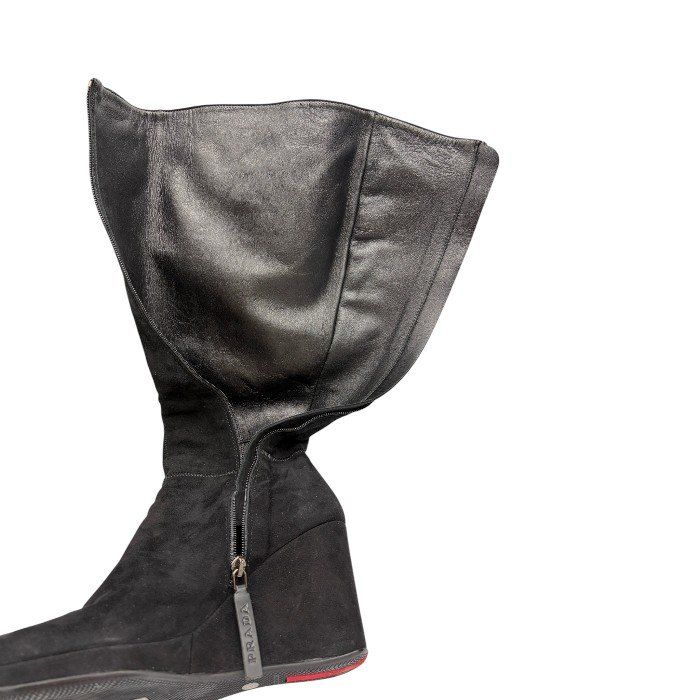 PRADA スエード ロングブーツ PRADA プラダ スエード ロングブーツ 37 (約24.0cm) ブランド おしゃれ