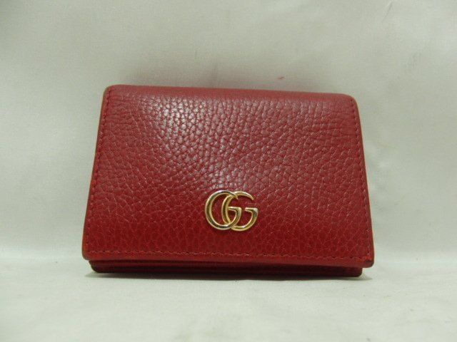 GUCCI グッチ 456126 GGマーモント コンパクトウォレット レザー 2つ折り財布 レッド