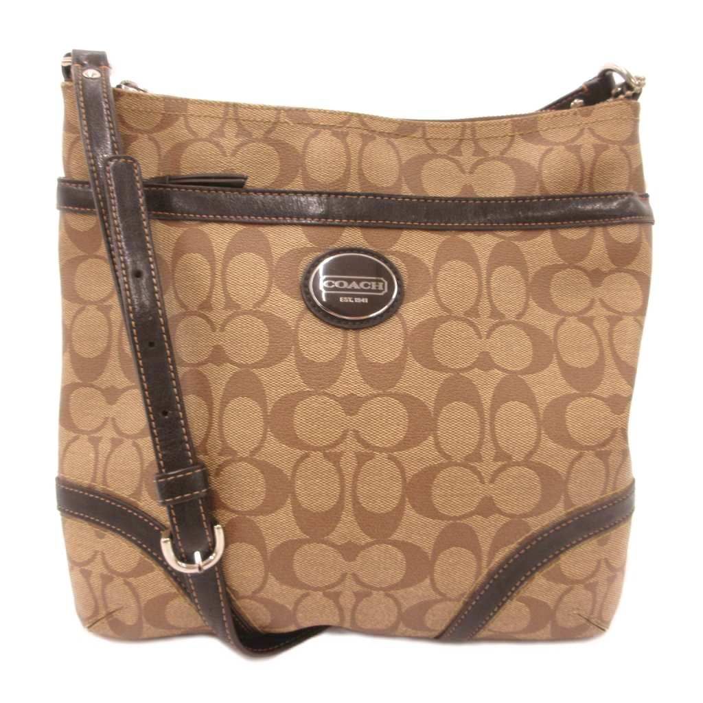 コーチ COACH F18926 ショルダーバッグ PVC レザー シグネチャー ロゴ ベージュ 茶 ブラウン /JS ■GY18
