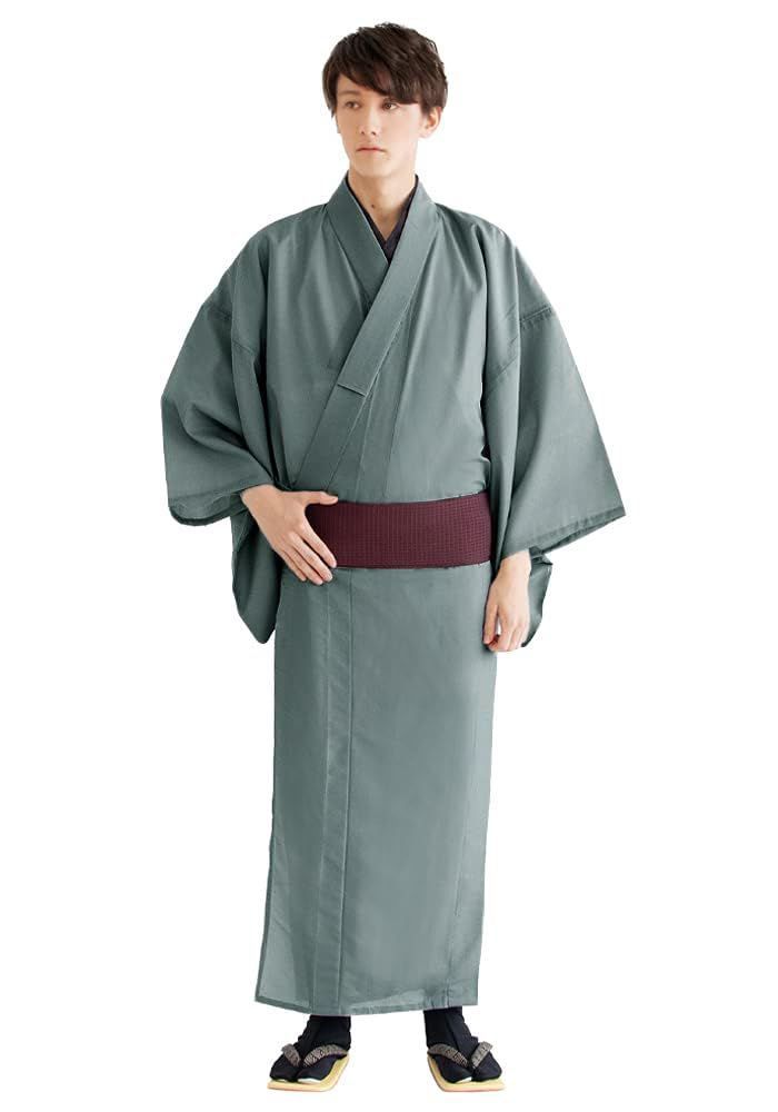 着物 メンズ 夏 夏用 男 男性 和服 洗える着物 単衣 黒 緑 駒絽