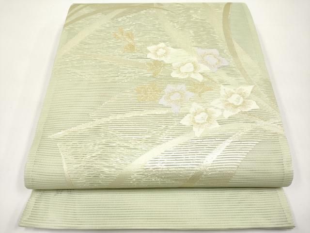 平和屋着物＊夏物　六通柄袋帯　草花文　金糸　正絹　逸品　未使用　CABI8550tx