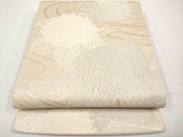 平和屋着物＊夏物　六通柄袋帯　紫陽花　銀糸　正絹　逸品　CABI8572tx